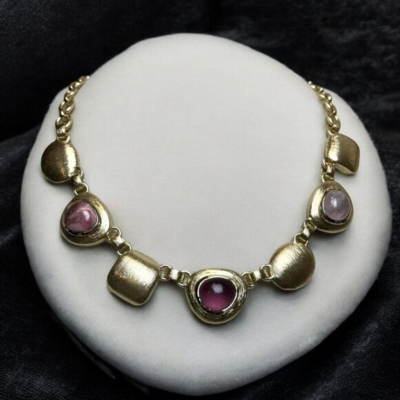 Cole Haan Gripoix Style Semi Precious Cabochon Station Chunky Necklace NWT $178 - Picture 1 of 11